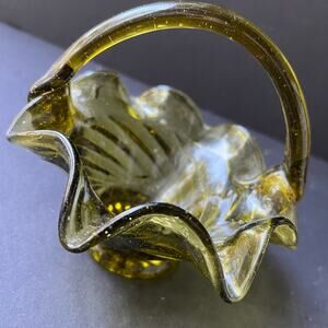 Vintage Italian Green Swirl Glass Basket